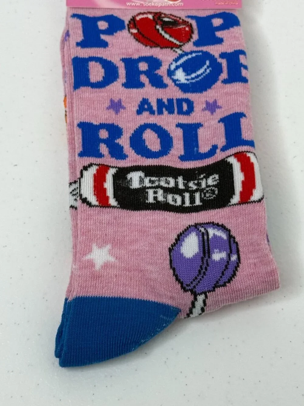 Tootsie Pop Drops and Roll Crew Socks Pink One Size